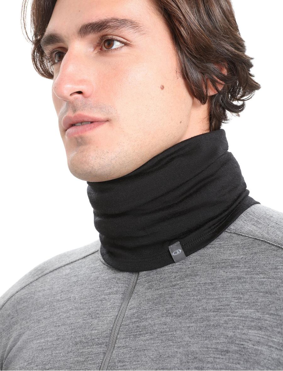 Black Men's Icebreaker Unisex Merino Flexi Chute Scarves | USA 1073OKIR